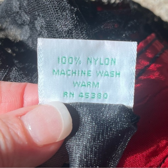 Vintage Nani Flower Lingerie Sz Small Red Black Satin Floral Lace Teddy Bustier - Picture 11 of 12